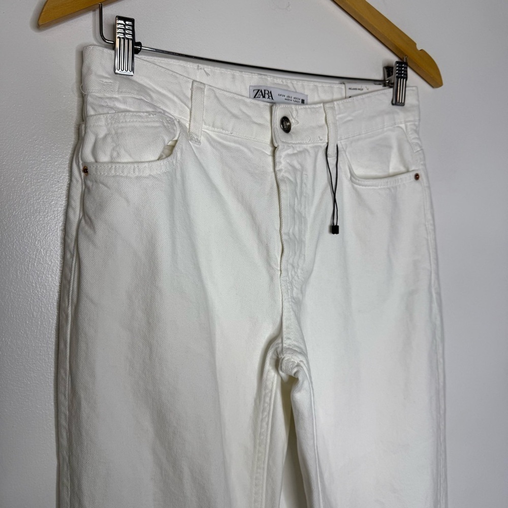 Zara Relaxed Rigid White Denim Jeans Size 2 NwT - Picture 5 of 6